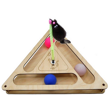 Игр. комплекс д/кошек "Треугольник с шариками с игрушкой на пружине"